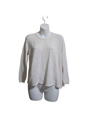 Inhabit Crew Neck Dropped Shoulder Hi-Lo Linen Blend Knit Blouse Sz M